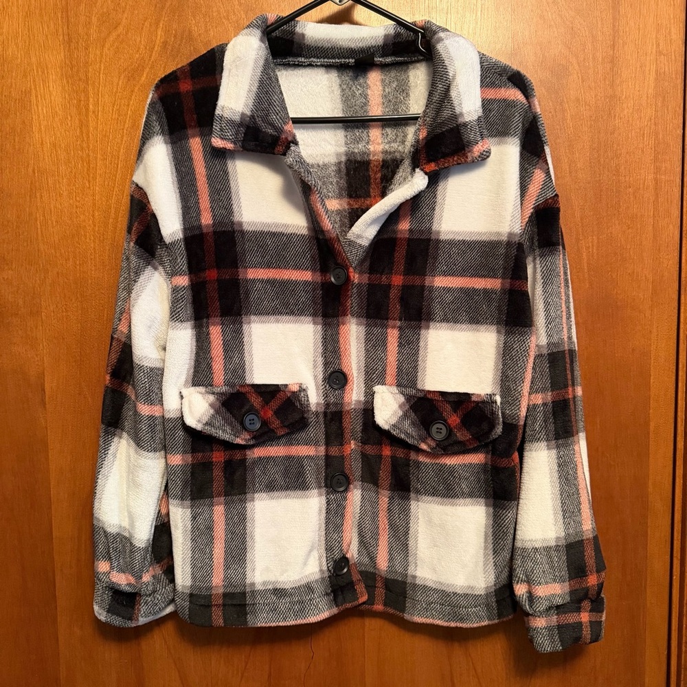 Plaid‎ Button Up Long Sleeve Red Black Womens Medium